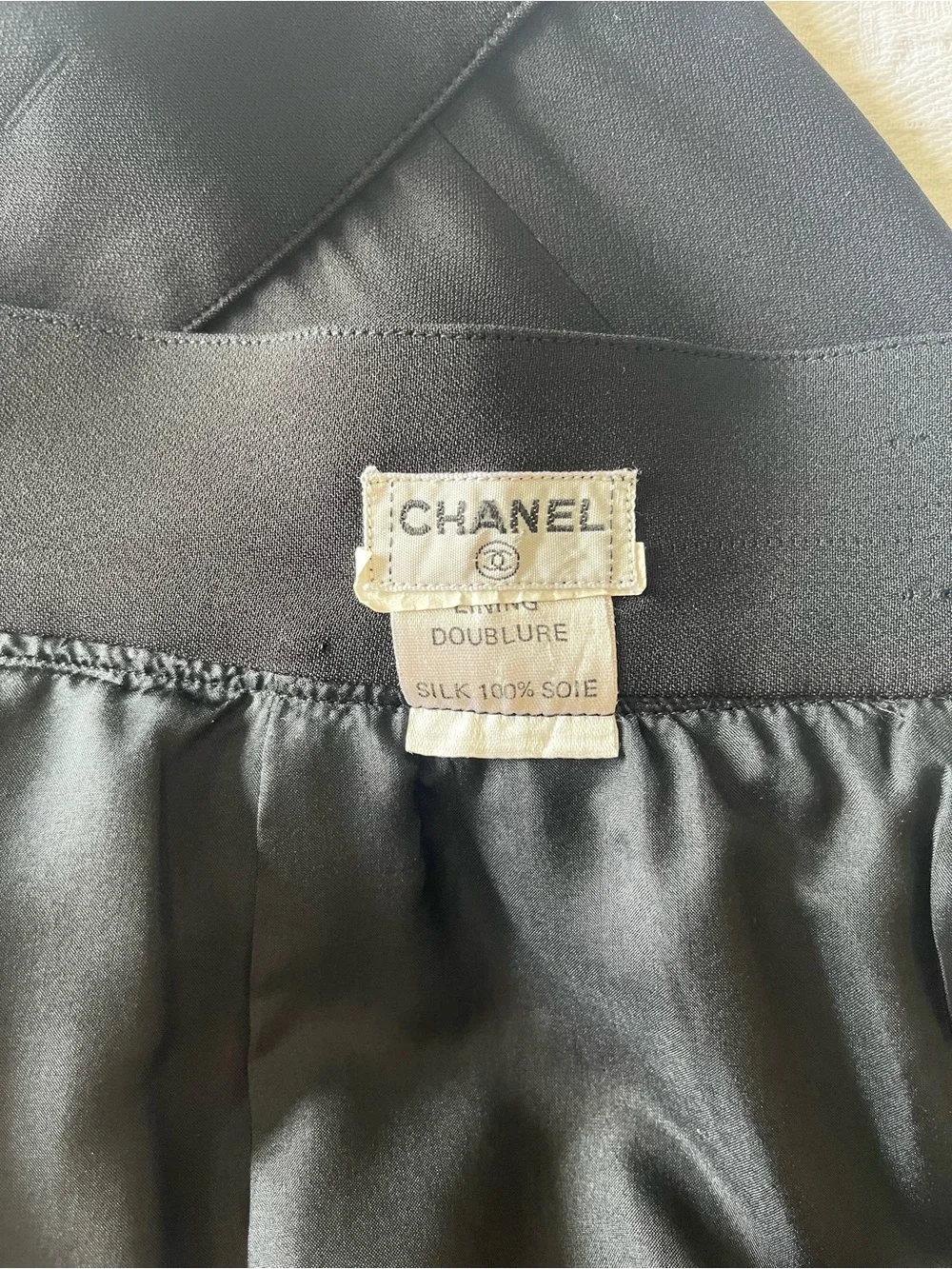 CHANEL Black Double-Breasted Wool Blazer & Skirt Set with Gold Buttons